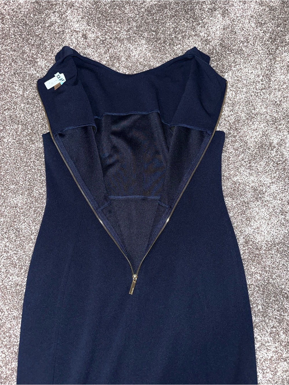 Calvin Klein Navy Blue Scuba Crepe Sheath Dress, Size 10 - Picture 6 of 10
